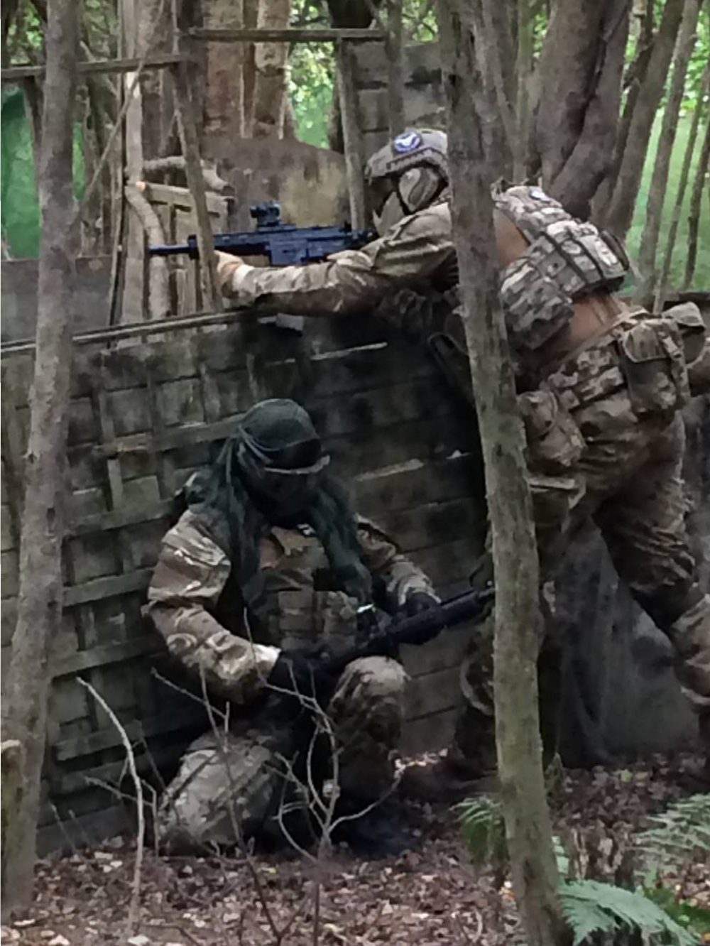 Players holding a position behind cover